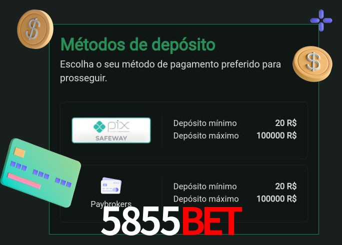 O cassino 5855Bet oferece uma grande variedade de métodos de pagamento